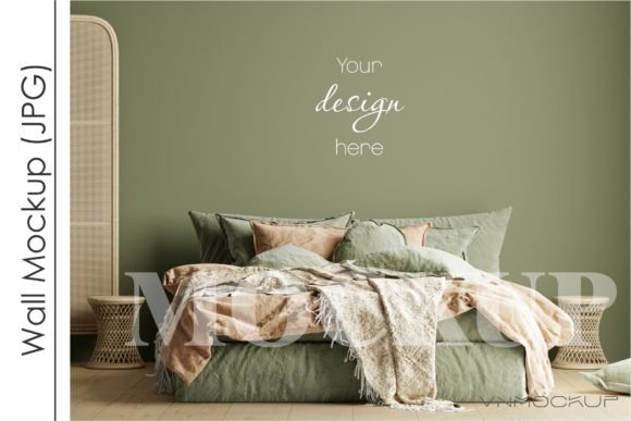 Download Bedroom Wall Mockup, Blank Wall Mockup - Premium Bundle