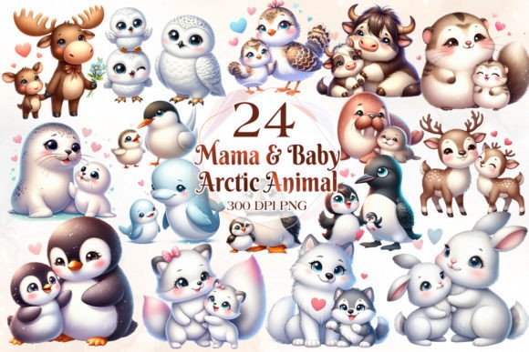 Download Mom and Baby Arctic Animal Clipart - Arctic animal Collection