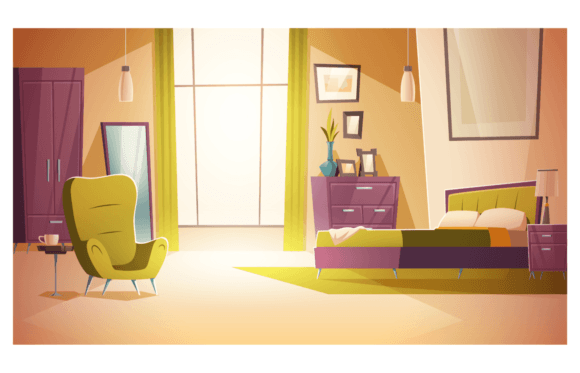 Download Bedroom Interior Cartoon Vector Illustration - Premium Resources