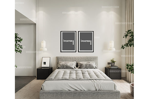 Download Bedroom Mockup, White Bedroom Wall - Premium Bundle